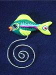 Green Colorful Fish Bookmark- Handmade of glazed Fimo. Nickel wire is used for final details. You can use them as bookmarks or paper clips. Different, fun and functional! Unique designs for any taste! More designs will be available soon!