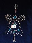 Seasonal Wire Angel Ornament-This handmade ornament is hand crafted in Copper with blown glass beads. Each detail is created based on the artist's perspective and  creative freedom of expression. Includes interchangeable seasonal accent in the center.  Beautiful for garden, terrace or home accent decor. Unique Design!