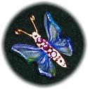 Amethyst Butterfly Pin- This porcelain handmade pin is hand-painted in translucent paints,  bright colors and gold enamel details. Accented w/Medium and 5mm Amethyst Austrian Crystals. Gold plated wire is used for final details. Unique Design!