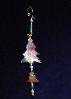 Christmas 'Artistic Tree' Ornament -  This porcelain handmade ornament is painted in bright colors and black enamel details. Glass  blown beads and gold color wire are used for final and hanging details. Very different!