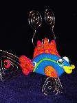 Blue Fishy Photo Holder-  Handmade with glazed Fimo. Nickel wire is used for final details. Unique handmade crafts designs!  You can purchase the complete set, or separately.