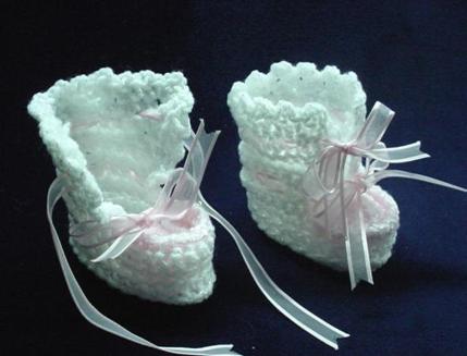 Handmade needlecraft with White'Soft as Silk'  King Cole acrylic yarn. Very soft texture. The yarn is special for baby's skin. Beautiful and Unique design!