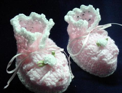  Handmade needlecraft with Pink & White 'Soft as Silk'  King Cole acrylic yarn. Very soft texture. The yarn is special for baby's skin. Beautiful and Unique design!