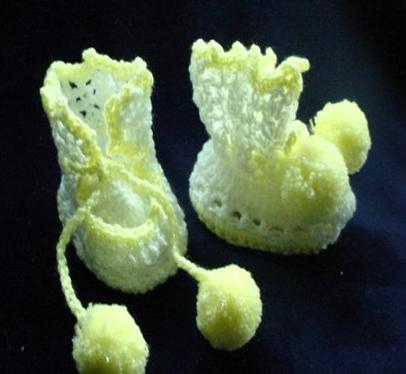  Handmade needlecraft with White and Yellow 'Soft as Silk'  King Cole acrylic yarn. Very soft texture. The yarn is special for baby's skin. Beautiful and Unique design!