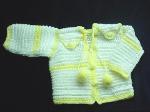  Baby's Yellow & White Sweater - Handmade needlecraft with white and yellow BERNAT acrylic and nylon yarn. Very soft texture. The yarn is special for baby's skin. Beautiful and Unique design!