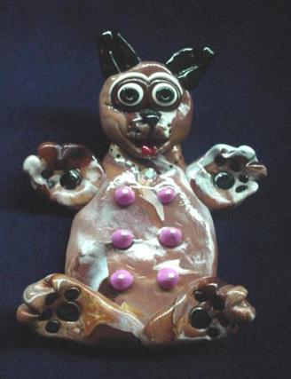 Handmade with glazed Fimo. Silver plated  wire is used for final details. Pins are embellished with Austrian crystals.