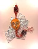 Golden Face and Glass Copper Pendant
