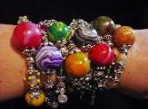 Marbleized Beads Bracelets - Handmade polymer clay beads, unique glass beads, pewter and silver plated beads and findings. Perfect for Mother's Day Gifts!!! 