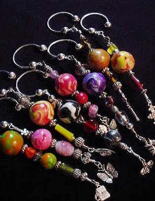 Polymer Clay Marbleized Beads Key Ball Rings - Handmade polymer clay beads, unique glass beads, charms, pewter and silver plated beads and findings. Perfect for that special occasion gift! 