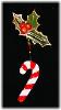 Christmas Candy Cane Pin- This porcelain handmade pin is painted in  bright colors and gold enamel details. Embellished w/glass beads and wire is used for final details. Unique Design!