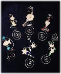 Night Glow Bookmarks- Handmade of glazed Fimo. Nickel wire is used for final details. Glass and pewter beads are used to embellish every bookmark. Accentuated with Austrian crystals. Unique designs! More designs will be available soon!