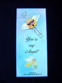 'Angel' Paper Clip-Handmade with glazed Fimo. Silver wire and large paper clips. Functional, colorful, funny and durable. Each paper clip comes with a card. 
