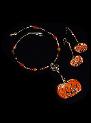 Pumpkin Necklace and Earrings Set- This porcelain handmade jewelry set is painted in glossy Halloween colors. Glass beads and gold plated findings are used for final details. Both items can be sold separately.Unique Design!