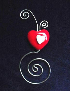 Red Heart Bookmark-Handmade with glazed Fimo. Finished with nickel wire. Functional and Unique!  Other designs and colors will be available soon!!!