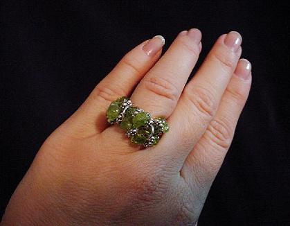 Handcrafted Semi-precious Stones Rings - Handcrafted with Semi-precious Stones Chips, Sterling Silver and Silver Plated findings and beads. Stretch cord is used to give flexibility. Only the Peridot ring (shown in hand) has two rows, the rest are only with one row. Beautiful to wear anytime. 
