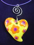 St. Valentine's Heart Pendant Necklaces- Handmade with glazed Fimo. Embellished with Austrian crystals. Leather cord, nickel wire and silver plated findings are used for final details. Perfect to match with any personal style. 